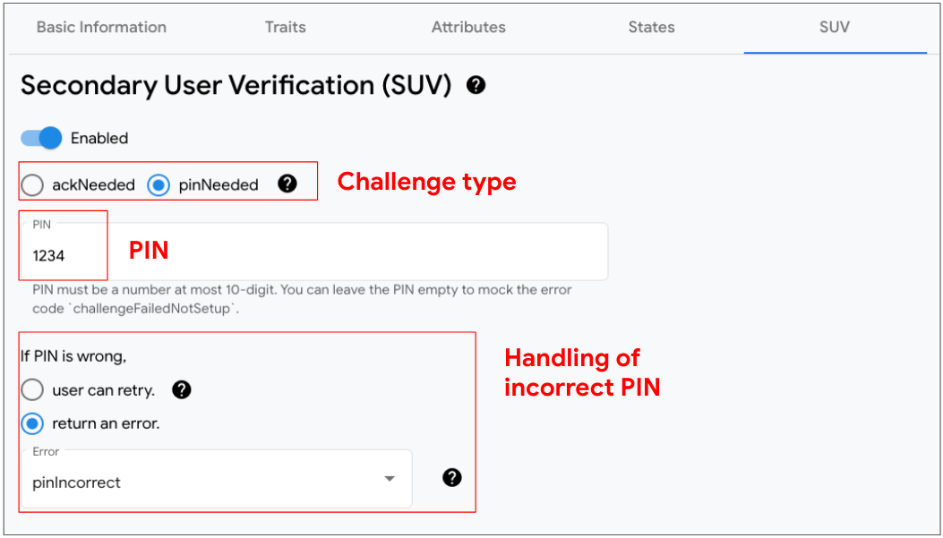 Questa figura mostra lo strumento UX per attivare le caratteristiche di verifica utente secondaria su un dispositivo selezionato in Google Home Playground.